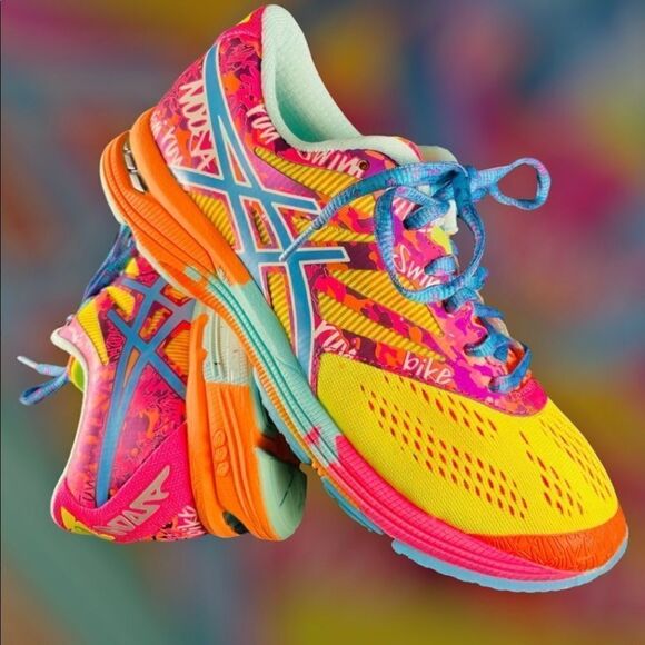 Asics GEL Noosa Tri 10 Triathlon yellow multicolor MINT CONDITION 6.5 US MEDIUM - Picture 1 of 6